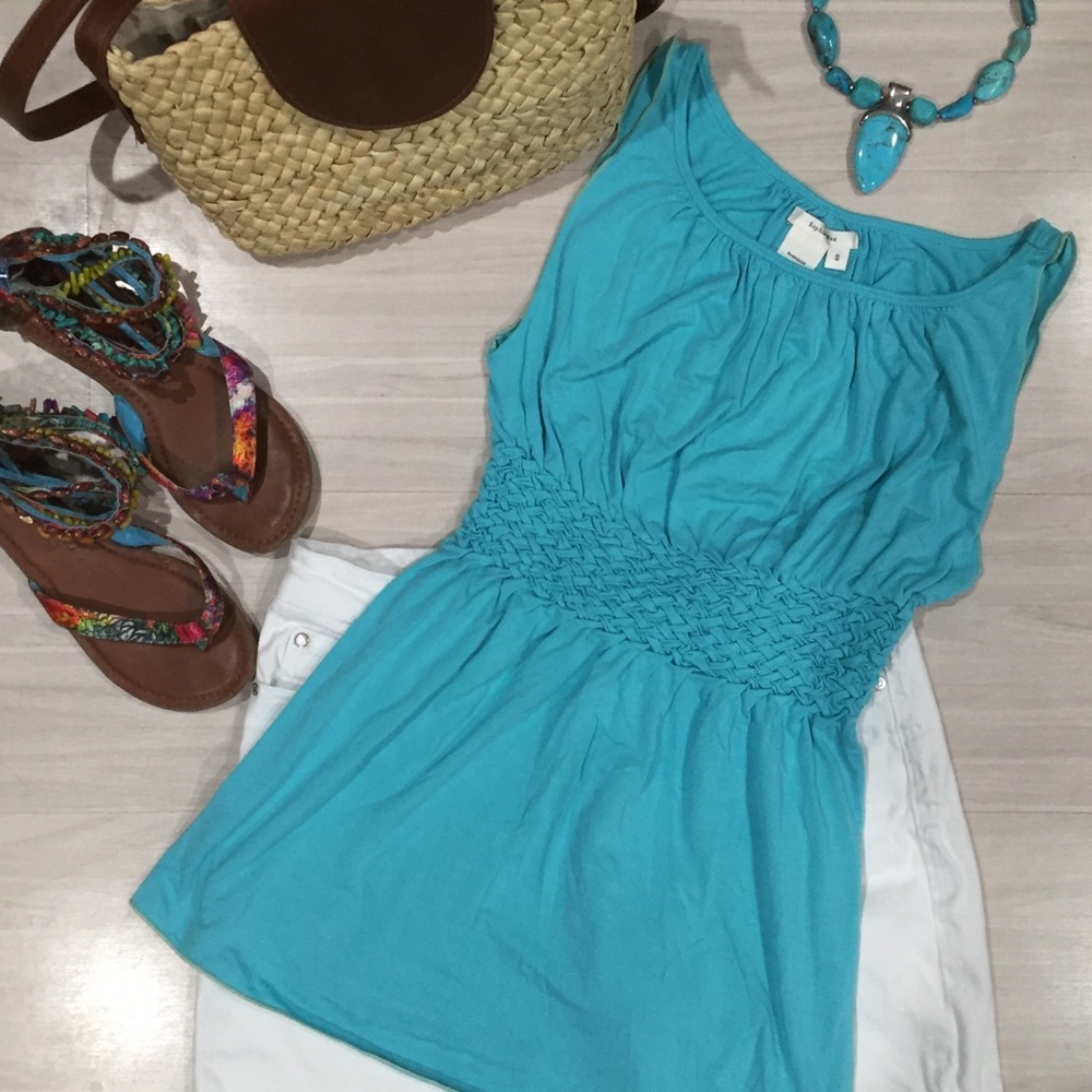 Sophie Max top aqua blue turquoise size small